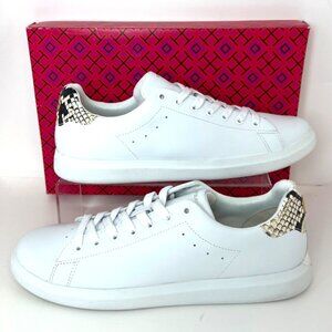 Tory Burch Howell Court White Sneakers Women Snake Printed Tennis Shoes Size 10